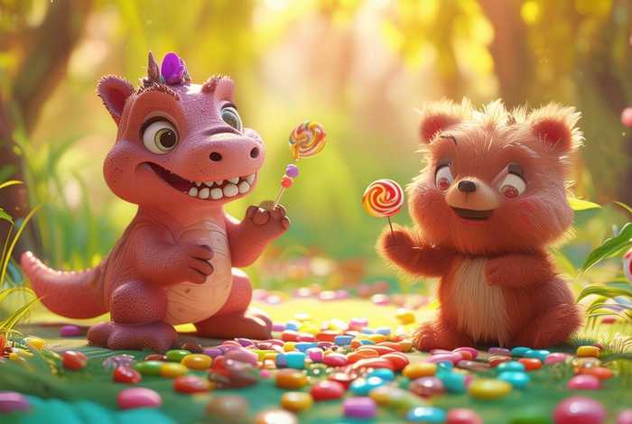 儿童故事爱吃糖的小恐龙；幼儿故事爱吃糖的小熊