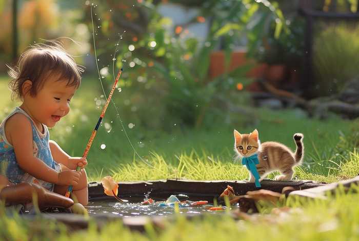 儿童英语绘本故事小猫钓鱼 - 简单英语绘本故事小猫钓鱼