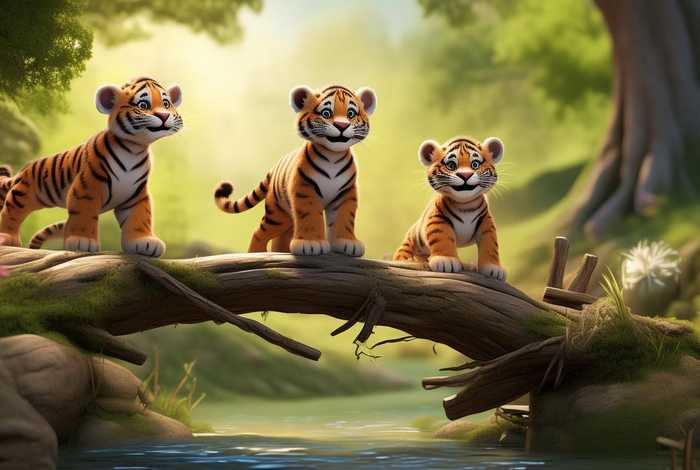 儿童故事三只小老虎；三只小老虎过桥故事图片