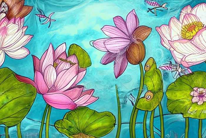 儿童荷花图片手绘 儿童荷花绘画图片大全 小学
