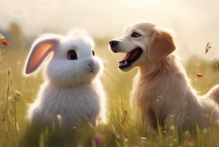 儿童故事狗狗和小白兔，小白兔与小狗的故事
