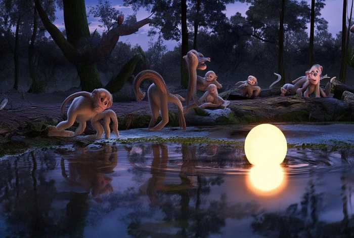 儿童故事猴子捞月亮的故事视频 - 睡前故事猴子捞月亮的故事视频