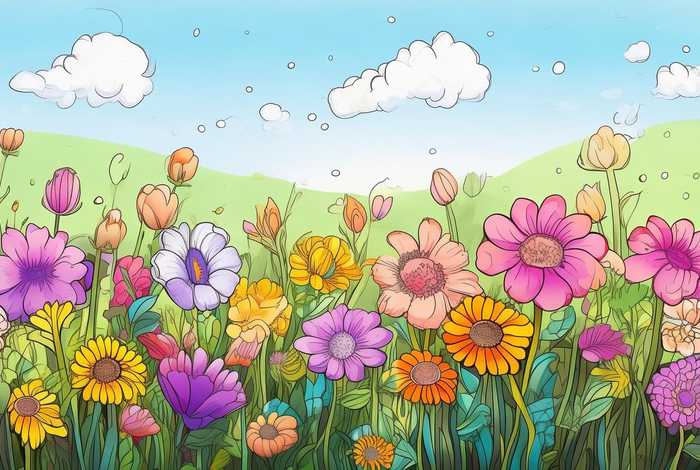 儿童花朵涂色 - 儿童花朵涂色画图片