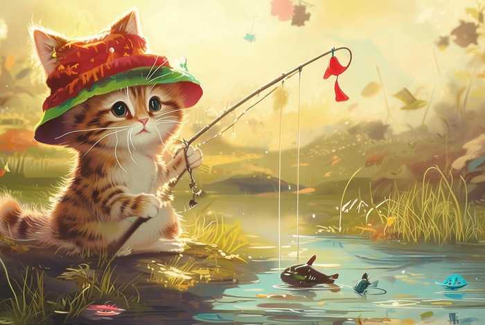 儿童故事小猫钓鱼的故事视频 - 讲故事小猫钓鱼故事视频