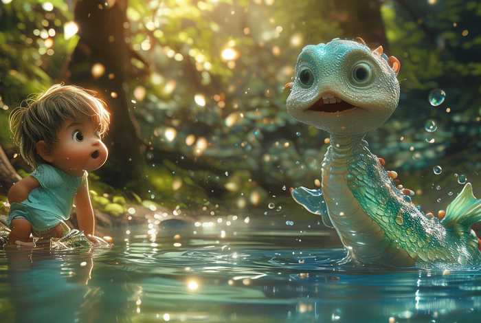 儿童水怪故事 - 小孩和水怪的故事