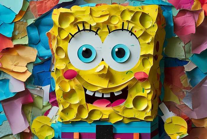 儿童撕纸画海绵宝宝;儿童撕纸画 儿童撕纸画海绵宝宝;儿童撕纸画