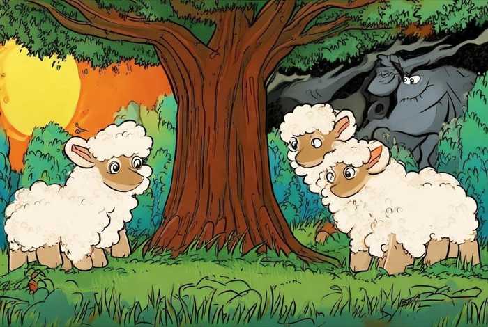 儿童故事四只小羊和狼（狼和四只小羊的故事图片）