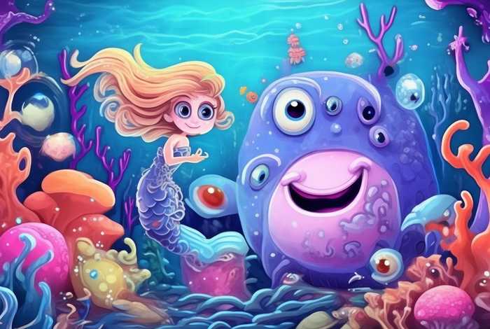 儿童故事海底怪物 - 海底怪物儿童画作品