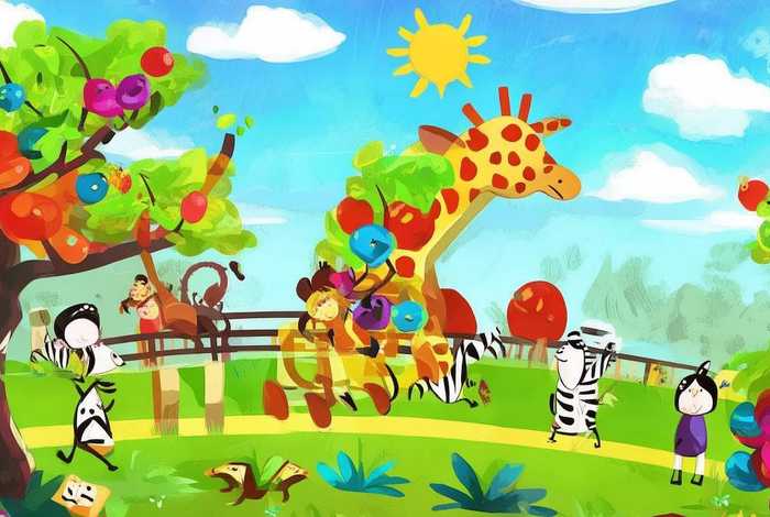 儿童画创编图画、儿童创编画图片动物园