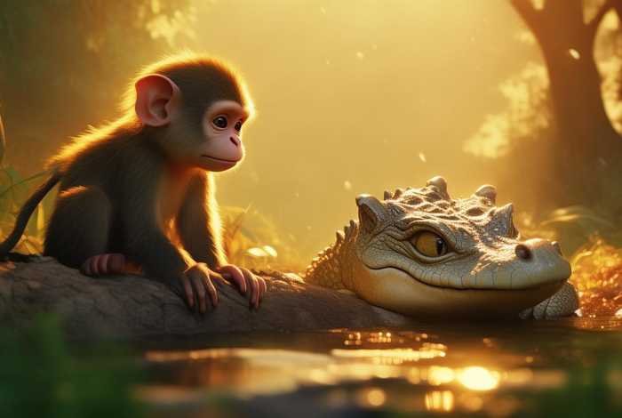儿童睡前故事鳄鱼和小猴的故事，睡前小故事猴子和鳄鱼