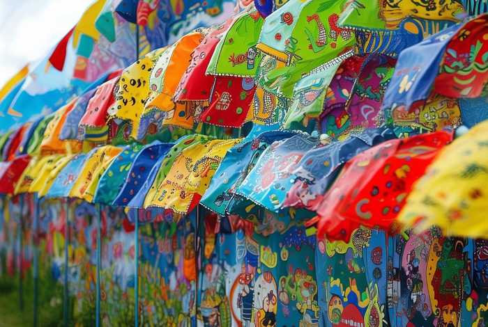 儿童故事彩旗；彩旗飘飘儿童画