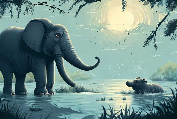 儿童故事河马和大象，睡前故事大象和河马