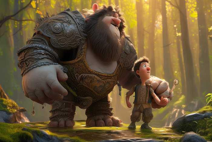 儿童故事男巨人的故事，巨人和男孩的故事