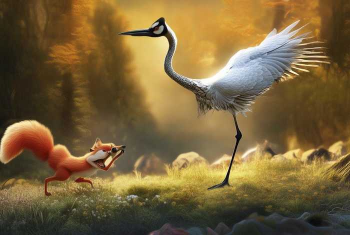 儿童故事睡前故事狐狸和仙鹤、幼儿故事狐狸和仙鹤