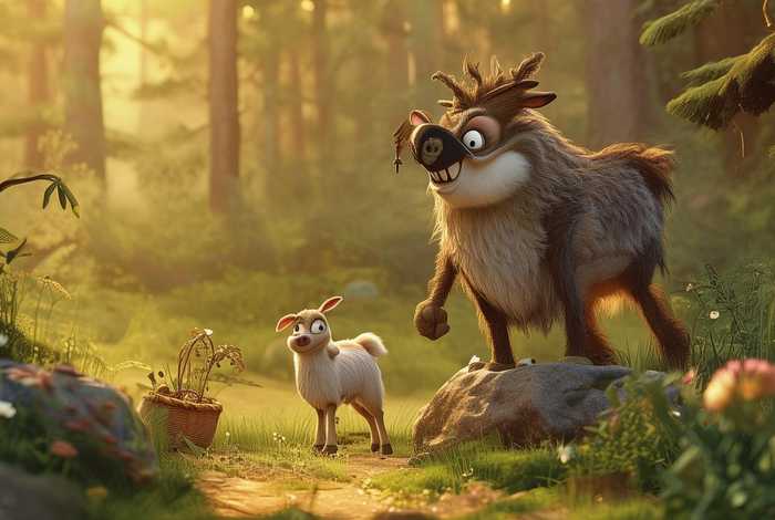 儿童故事大灰狼和小山羊 大灰狼和一只小山羊的故事