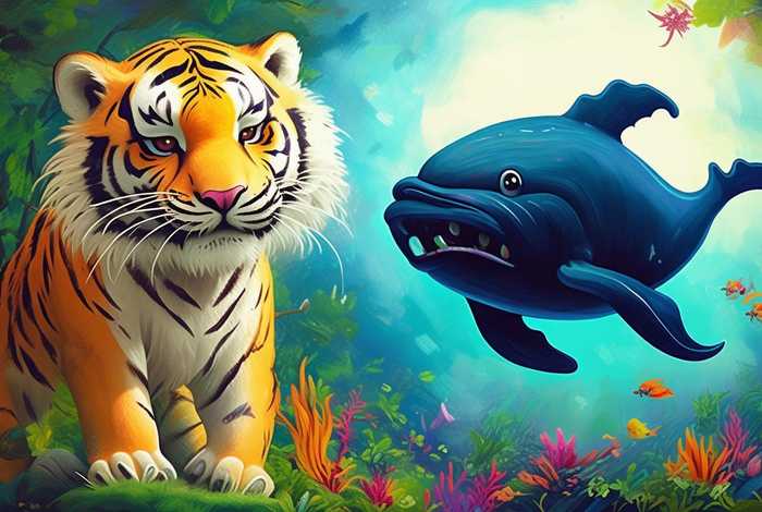 儿童画虎 - 儿童画虎鲸