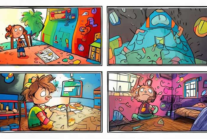 儿童画四格画 四格简笔画 幼儿