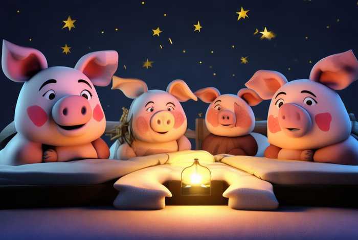 46岁儿童睡前有声故事三只小猪，少儿睡前故事365三只小猪