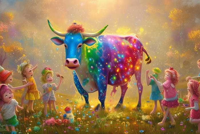 儿童故事《彩色牛奶》、幼儿园彩色奶牛的故事