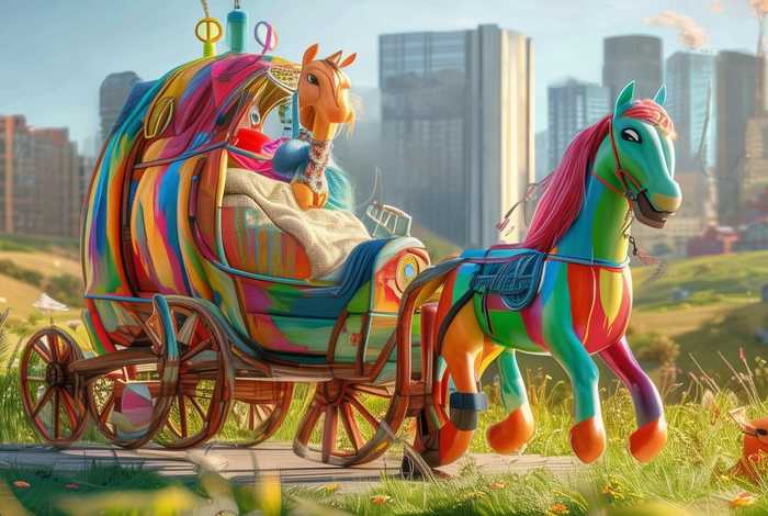 儿童故事书小马车，绘本故事小马坐汽车