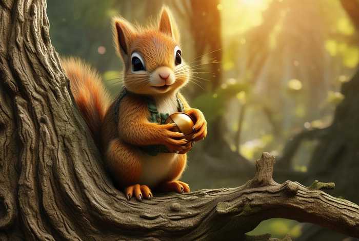 《格林童话》绘画，《格林童话》绘画小松鼠