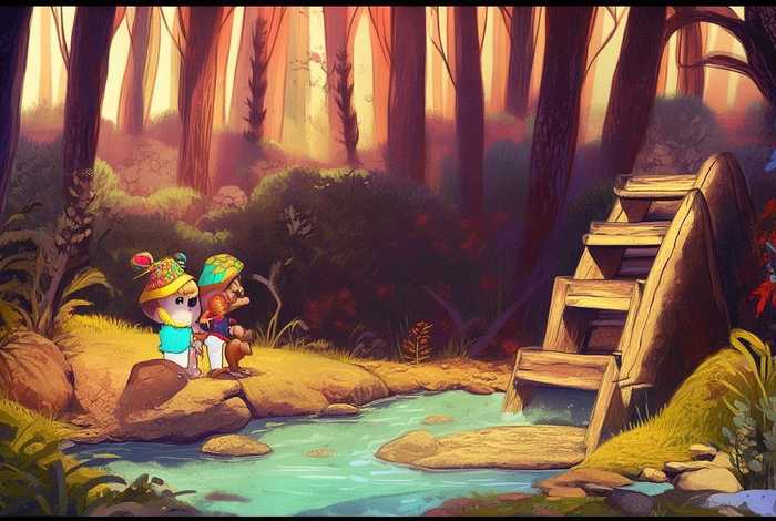 儿童童话故事《过河》 故事配画《过河》