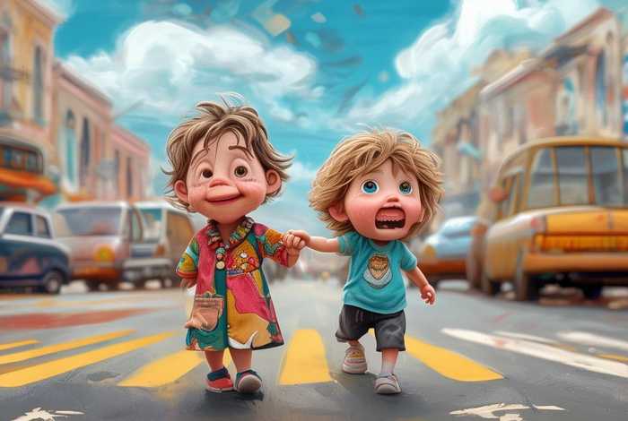 儿童画创编；儿童画创编 扶老奶奶过马路