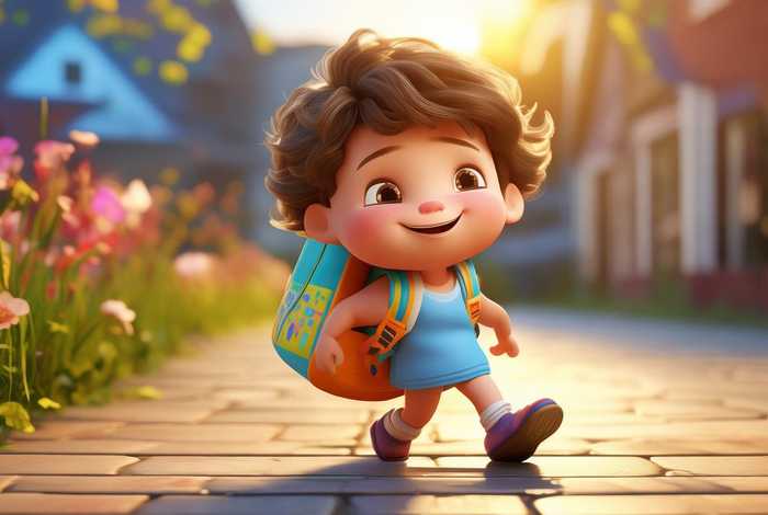 儿童背书包上学卡通图片 儿童背书包上学卡通图片可爱