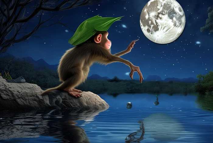 儿童故事猴子捞月300字、猴子捞月的故事30字
