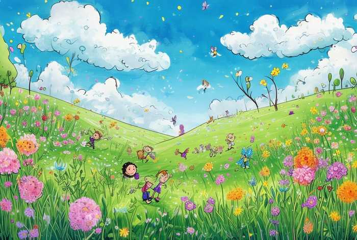 7-10岁儿童画春天、7一10岁儿童画大全春天