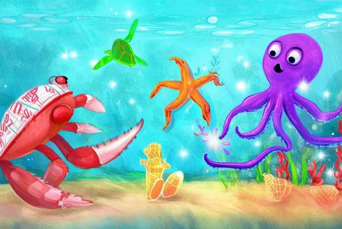 儿童绘本有声书小螃蟹和小章鱼、小螃蟹小乌龟和小章鱼看图作文