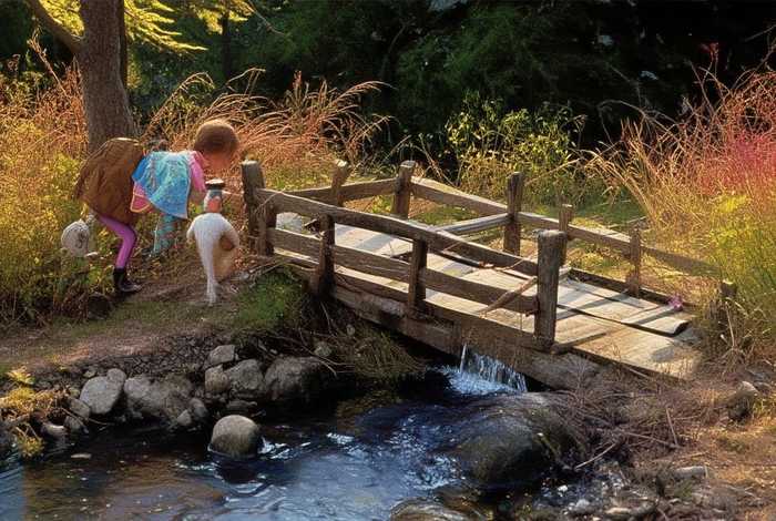 儿童童话故事《过河》 故事配画《过河》