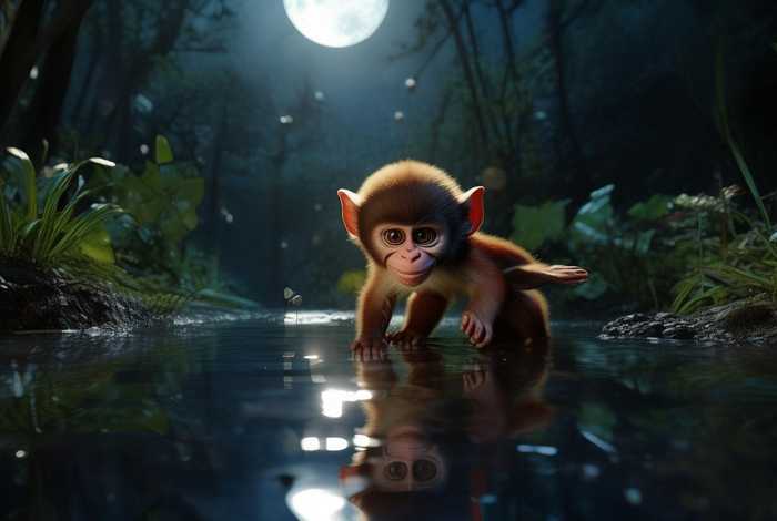 儿童故事猴子捞月、幼儿猴子捞月故事