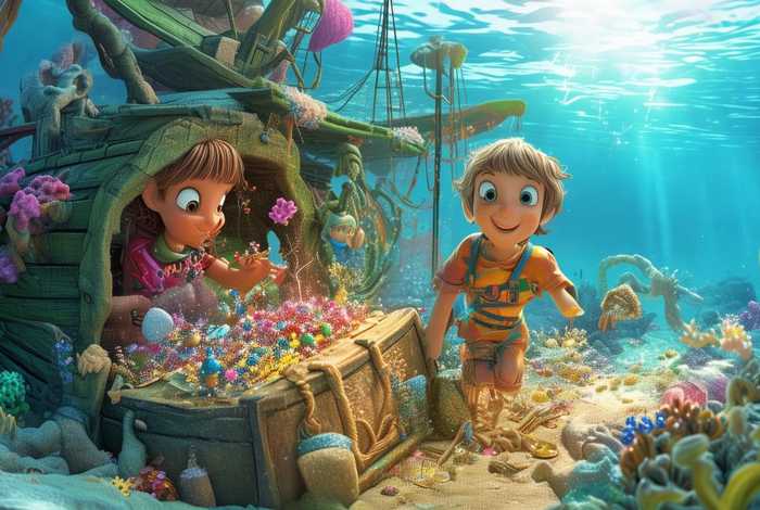 儿童海底宝藏故事 海底宝藏儿童画