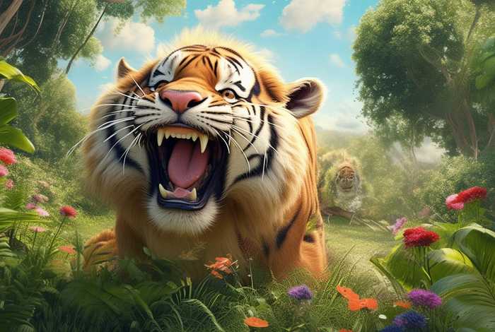 儿童老虎吃牛的故事 - 老虎把牛吃掉的故事