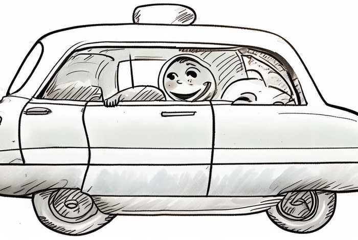 出租车儿童简笔画，出租车儿童画简单简笔