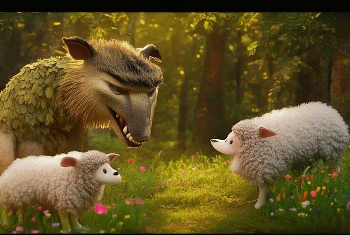 大野狼和小绵羊的儿童故事、大野狼和三只小羊的故事