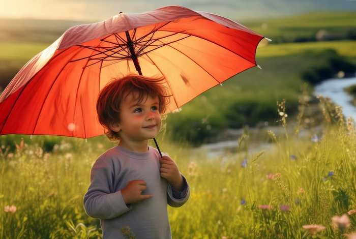 打伞小男孩的背景图片、小男孩的背景图片