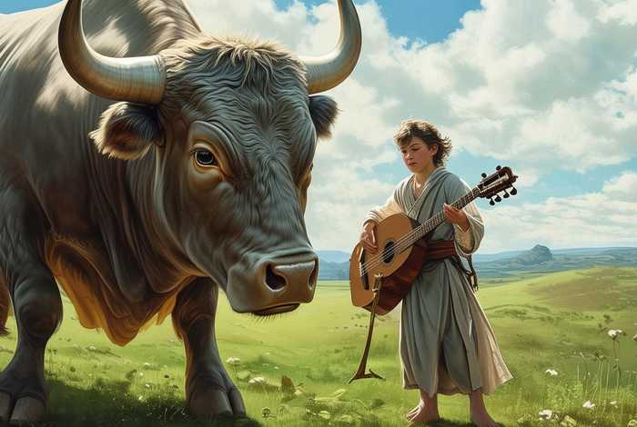 对牛弹琴故事创编 - 对牛弹琴续编故事