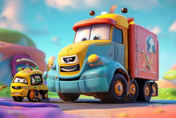 大卡车与小卡车的故事儿童视频，大卡车与小汽车动画视频