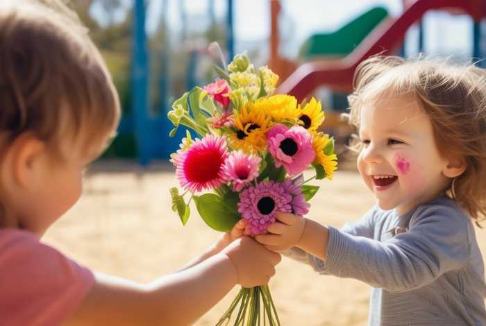 儿童送花图片（送儿童花束图片）