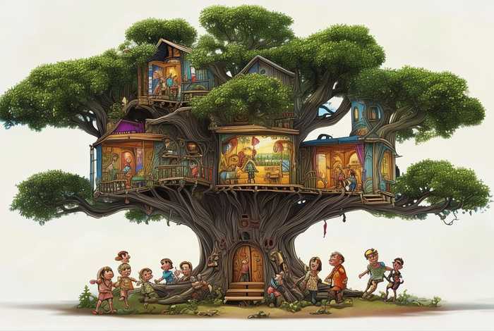 大树房子儿童故事、大树房子儿童画