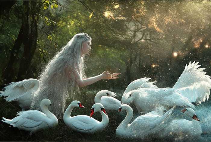 安徒生童话故事六只天鹅大全、安徒生童话野天鹅和格林童话六只天鹅