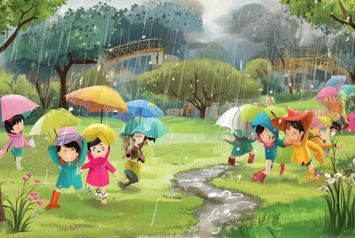 创意儿童画雨天的故事 - 关于雨天的儿童画
