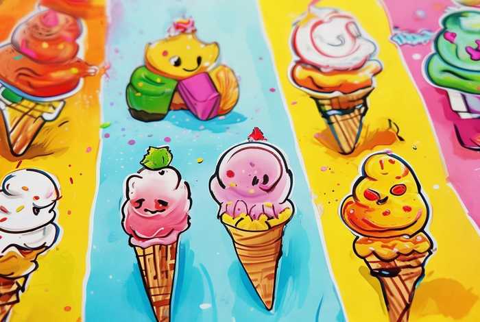 冰激凌儿童画图片大全；冰激凌儿童画图片大全简单