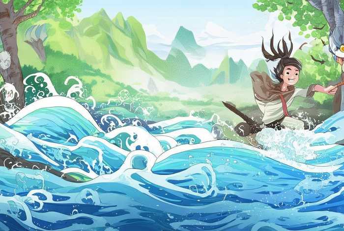 大禹治水的神话故事儿童画 - 少儿神话故事大禹治水