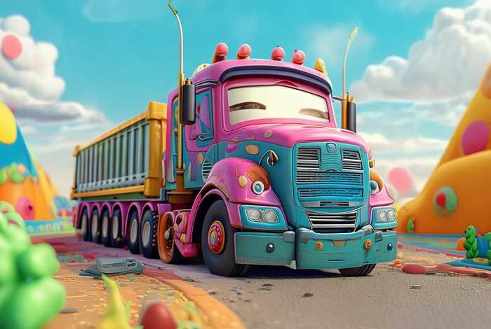 大卡车与小卡车的故事儿童视频，大卡车与小汽车动画视频