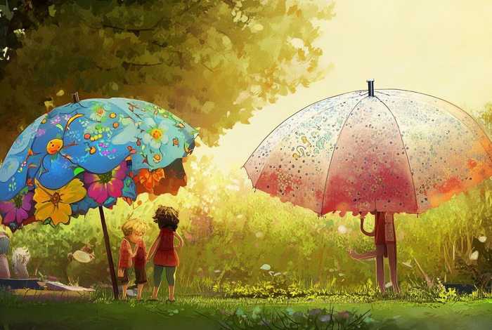 大花伞和小花伞的故事；大花伞和小花伞的故事图片