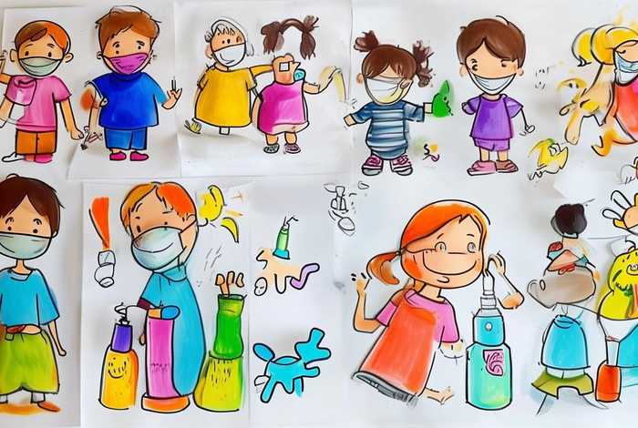 儿童防疫手绘画，儿童防疫手绘画简单