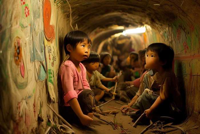 地道战儿童画 - 地道战儿童画图